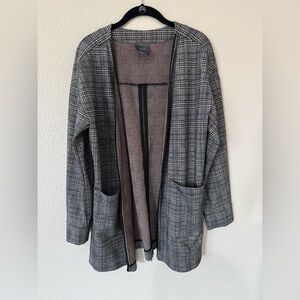 Lyssé New York Plaid Long Cardigan Jacket Women’s Large Open Front Blazer Style